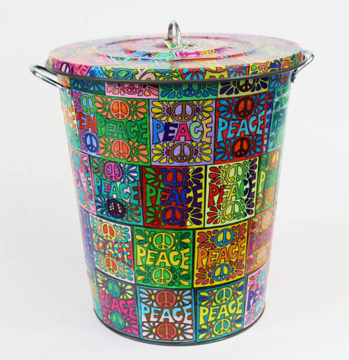 Peace Pop Art Trash Can