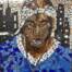 stained glass Mosaic portrait of Tupac Shakur